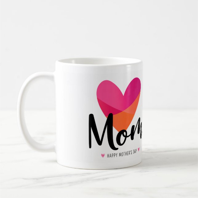 Caneca De Café Design de Coração de Mãe Moderna Fofa (Esquerda)