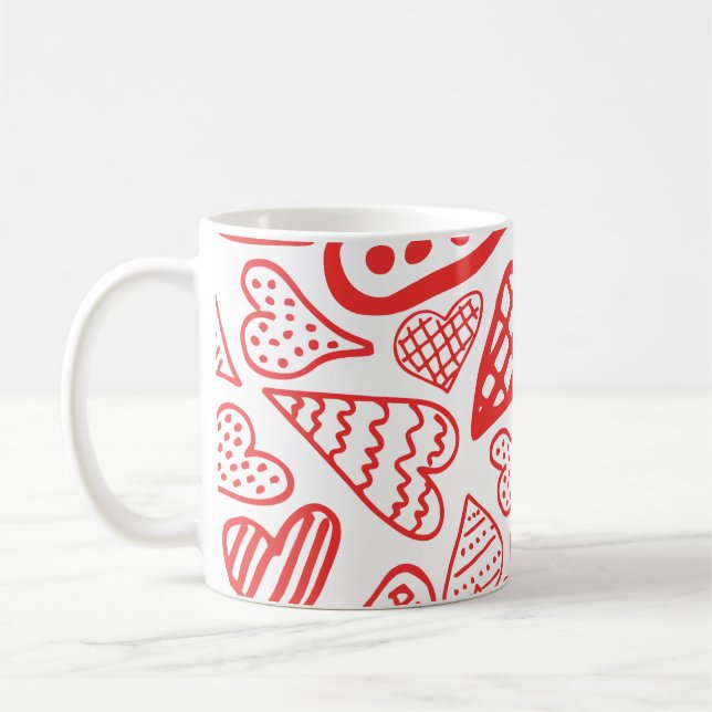 Caneca De Café "Design de Corações Desenhados à Mão | Whimsical e (Esquerda)