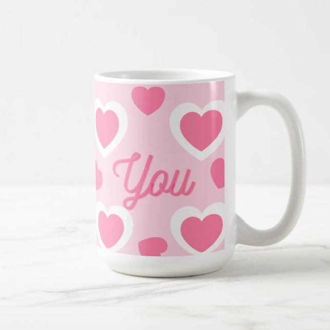 Caneca De Café design de corações fofinhos (Direita)