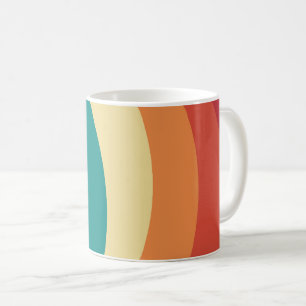 Caneca De Café Design de curvas coloridas de estilo retrógrado