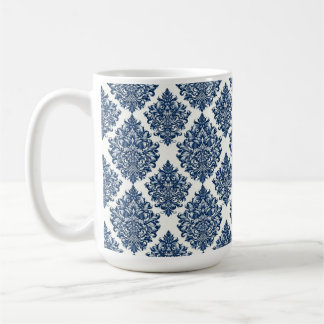 Caneca De Café design de damasco azul