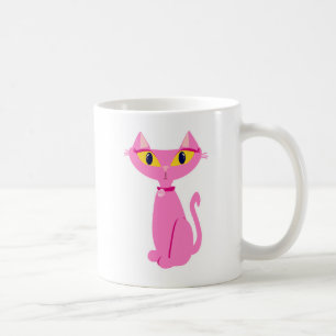 Caneca De Café Design de desenho animado de gato rosa-rosa