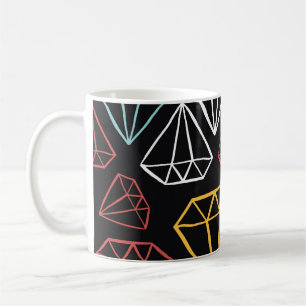 Caneca De Café Design de diamante de vindima, padrão sem costura