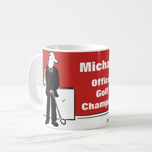Caneca De Café Design de diversão para o taco de golfe do escritó (Frente Esquerda)