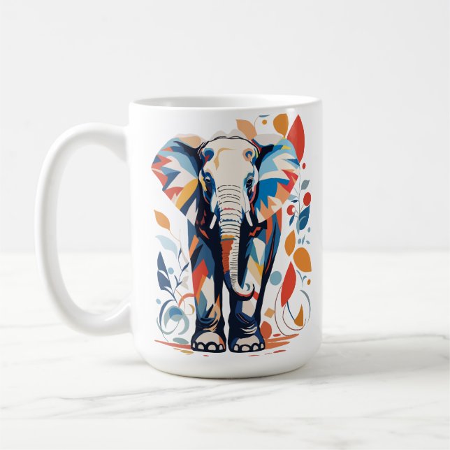Caneca De Café Design de Elefante Inspirado Colorido Matisse (Esquerda)