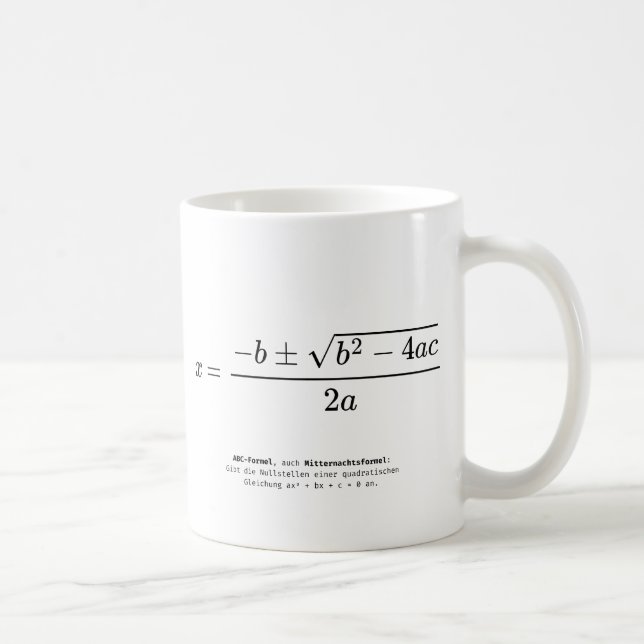Caneca De Café Design de Equação Quádrica - Formel ABC (Direita)