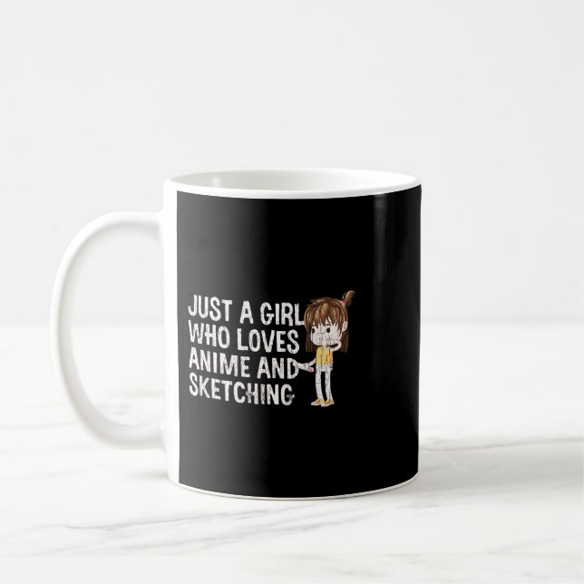 Caneca De Café Design De Esboço De Animes Engraçado Para Meninas  (Esquerda)