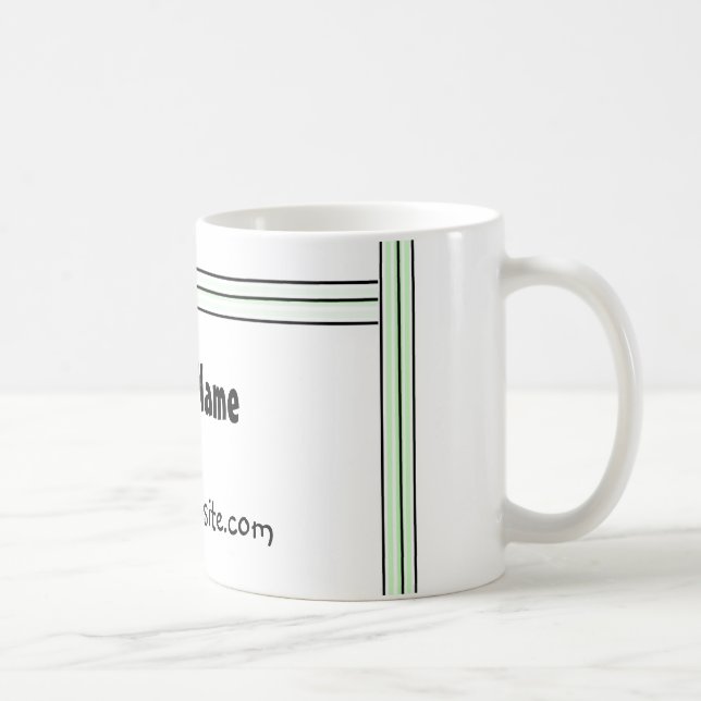 Caneca De Café Design de escritório com listras pretas e verdes (Direita)