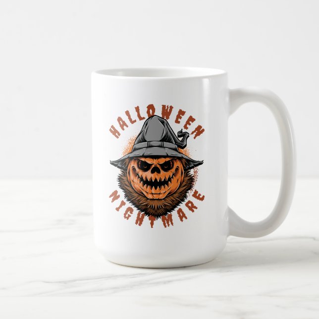 Caneca De Café Design de Espantalho de Abóbora de Halloween (Direita)