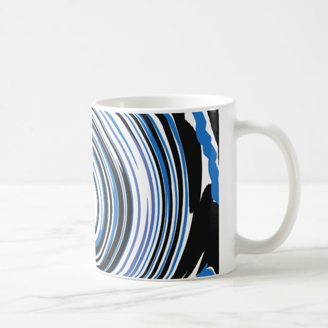 Caneca de café design de espiral azul e preta (Direita)