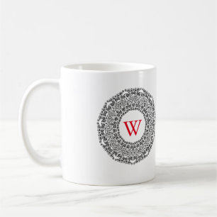 Caneca De Café Design de espiral preto e branco personalizado mon