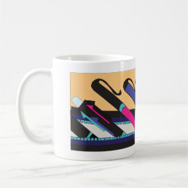Caneca De Café design de estojo de lápis escolar retrô