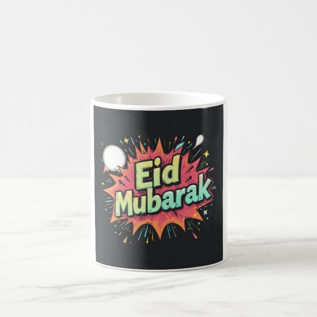 Caneca De Café Design de explosão de Eid Mubarak em quadrinhos (Centro)