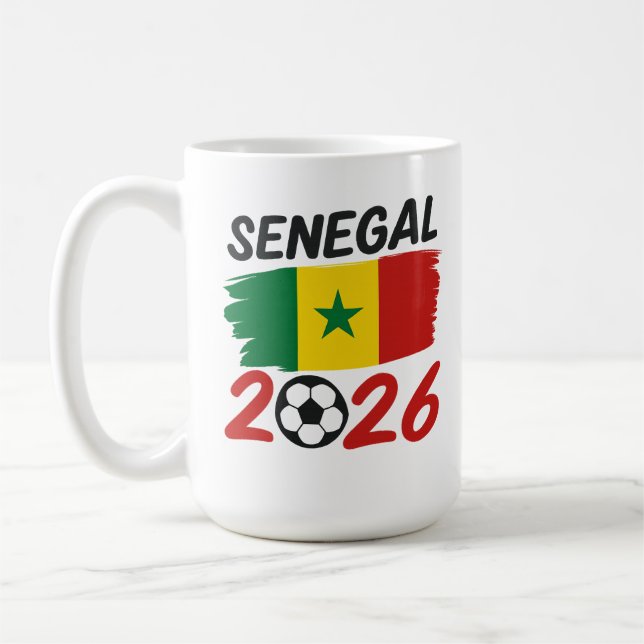 Caneca De Café Design de Fã de Futebol Senegal 2026 com Estrela d (Esquerda)