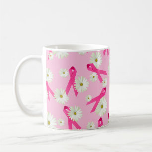 Caneca De Café design de faixa rosa e margarida