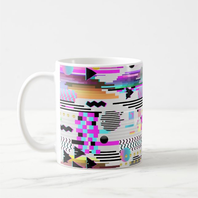 Caneca De Café Design de falha de padrão perfeito. Cyberpunk Digi (Esquerda)
