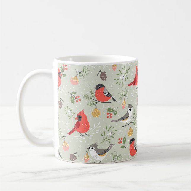 Caneca De Café Design de Feriado de Pássaro de Natal Bonito (Esquerda)