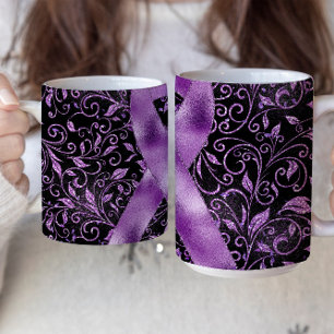 Caneca De Café Design de Fita de Sensibilização Roxa