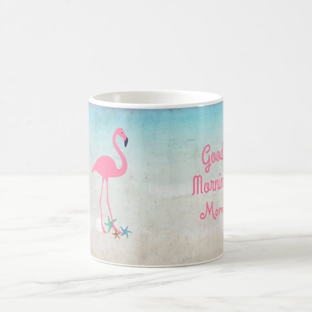 Caneca De Café Design de Flamingo Rosa à Beira-Mar Para Mamãe (Centro)
