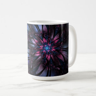Caneca De Café design de flor fractal abstrato.