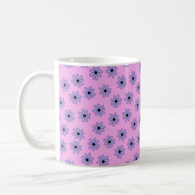 Caneca De Café Design de Flor Y2K, Puro, Quadrado Retro (Esquerda)