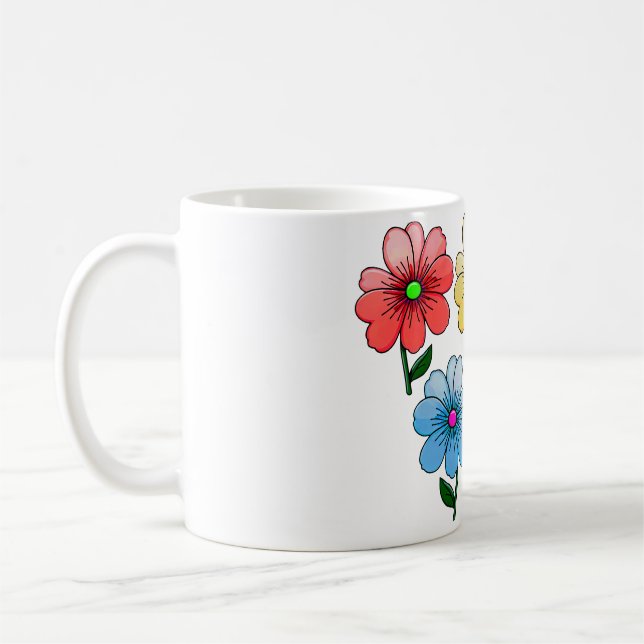 Caneca De Café design de flores de 5 cores (Esquerda)