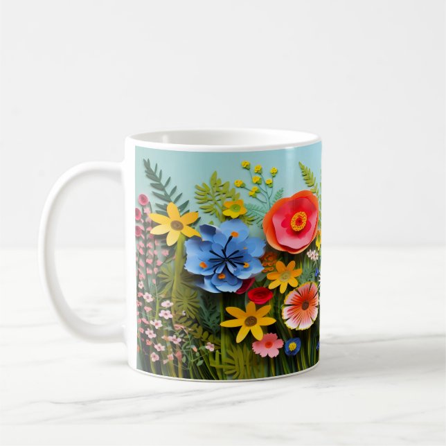 Caneca De Café design de Flores Selvagens 3D (Esquerda)