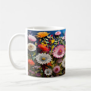 Caneca De Café design de Flores Selvagens 3D