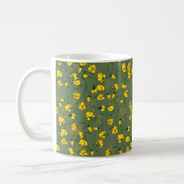 Caneca De Café Design de flores silvestres amarelas (Esquerda)