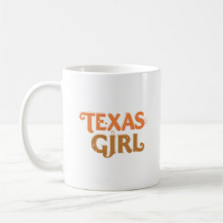Caneca De Café Design de Fonte Apricot Texas Girl