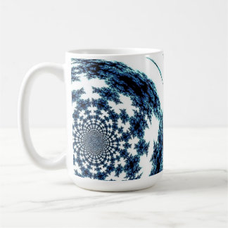 Caneca De Café Design de Fractal de Linha Azul Girada