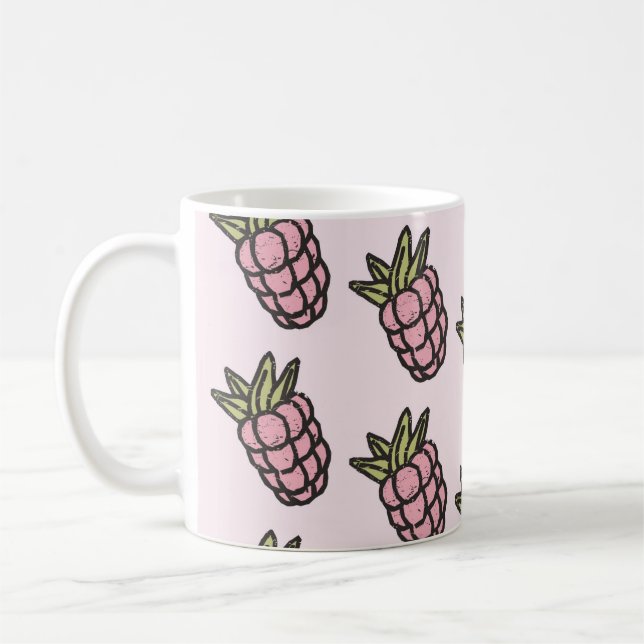 Caneca De Café Design de Fruta Y2K, cor-de-rosa-retrô, cor-de-ros (Esquerda)
