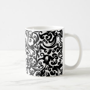 Caneca De Café design de fundo abstrato preto e branco fofo