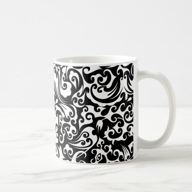 Caneca De Café design de fundo abstrato preto e branco fofo (Direita)