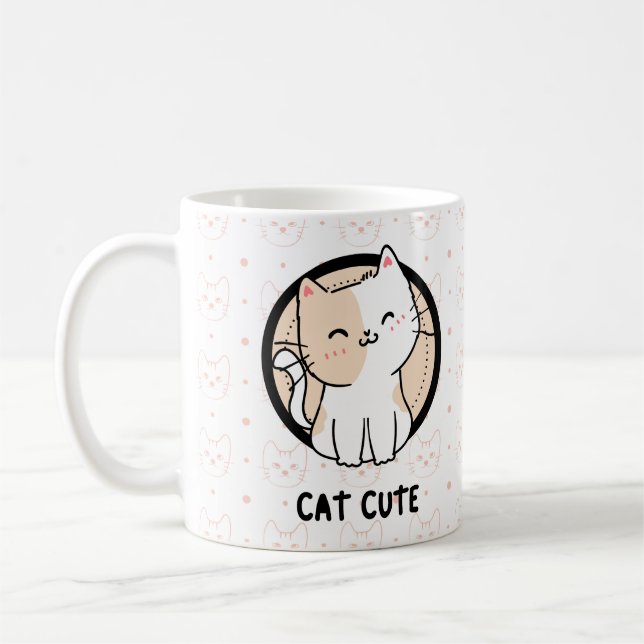Caneca De Café Design de Gatinho Adorável (Esquerda)