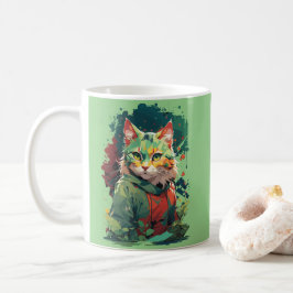 Caneca De Café Design de Gato com Salpico de Cores Fantasia Fofo