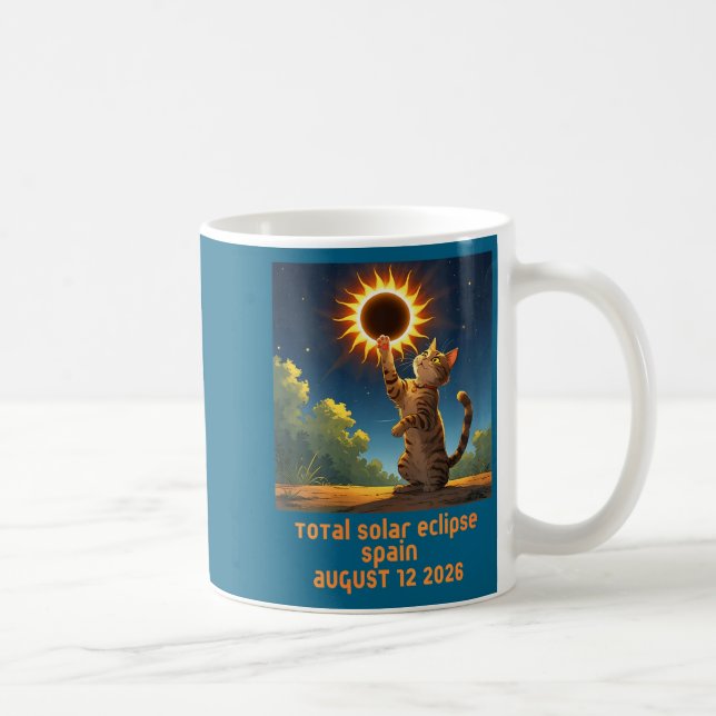Caneca De Café Design de Gato Eclipse Solar Total Feminino (Direita)