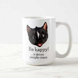 Caneca De Café Design De Gato Engraçado - Seja Feliz Que Conduza