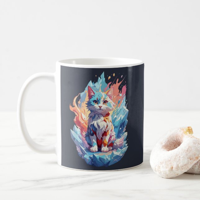 Caneca De Café Design de Gato Fantasia Cristal Fofo (Com Donut)