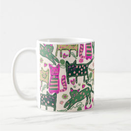 Caneca De Café Design de Gato Retro Divertido