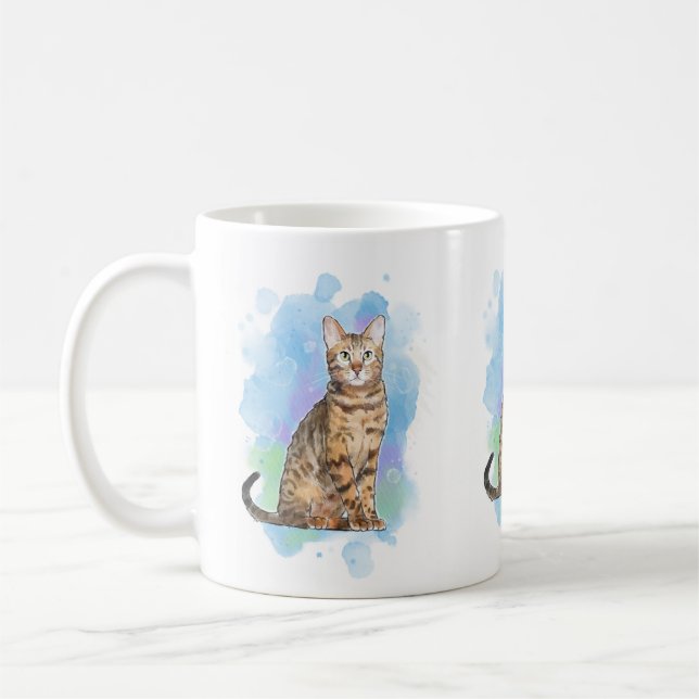 Caneca De Café Design de gato selvagem híbrido Bengala (Esquerda)