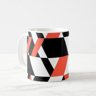 Caneca De Café design de geometria urbana, preto-vermelho, modern