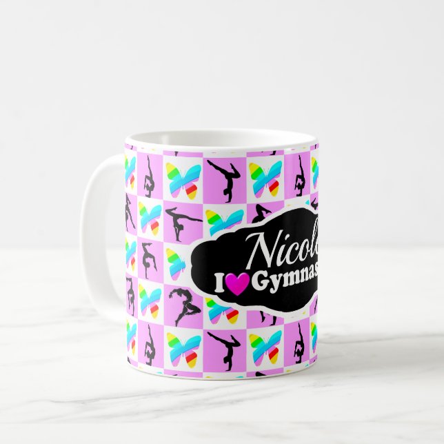 Caneca De Café DESIGN DE GINÁSTICA DE PILHA bonito (Frente Esquerda)