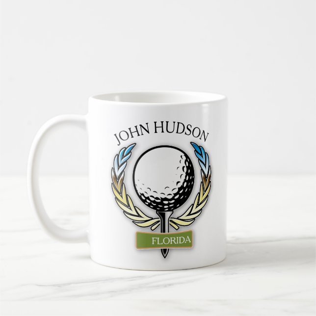 Caneca De Café Design de golfe com Modelo de monograma de coroa (Esquerda)