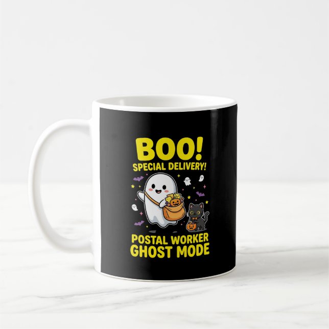 Caneca De Café Design de Halloween do Modo Fantasma do Trabalhado (Esquerda)