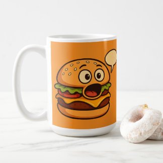 Caneca De Café " Design de Hambúrguer Falante Fofo