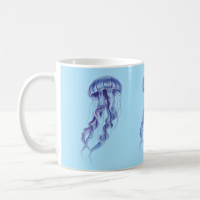 Caneca De Café Design de ilustração da medusa púrpura (Esquerda)