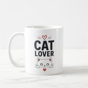 Caneca De Café Design de Ilustração Minimalista de Gato Fofinho p