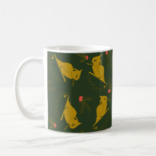 Caneca De Café design de Kookaburra Dourada e Verde