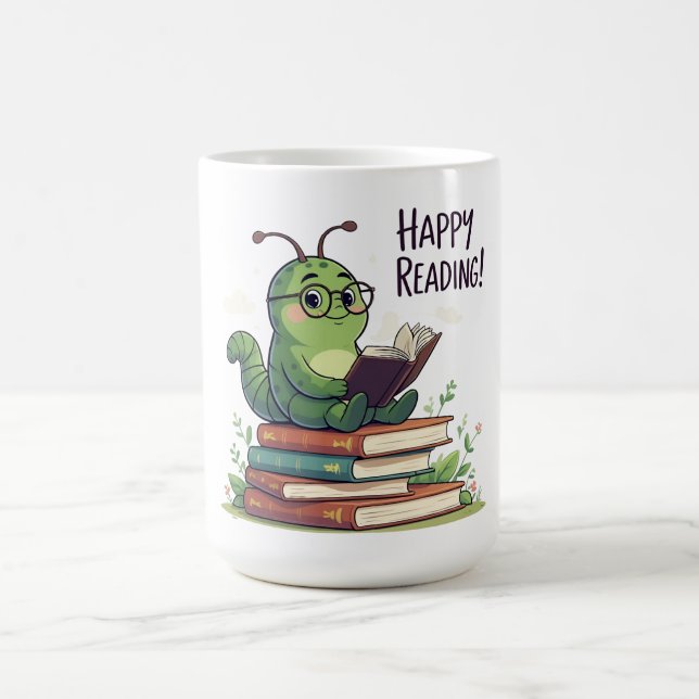 Caneca De Café Design de Leitura do Bookworm (Centro)